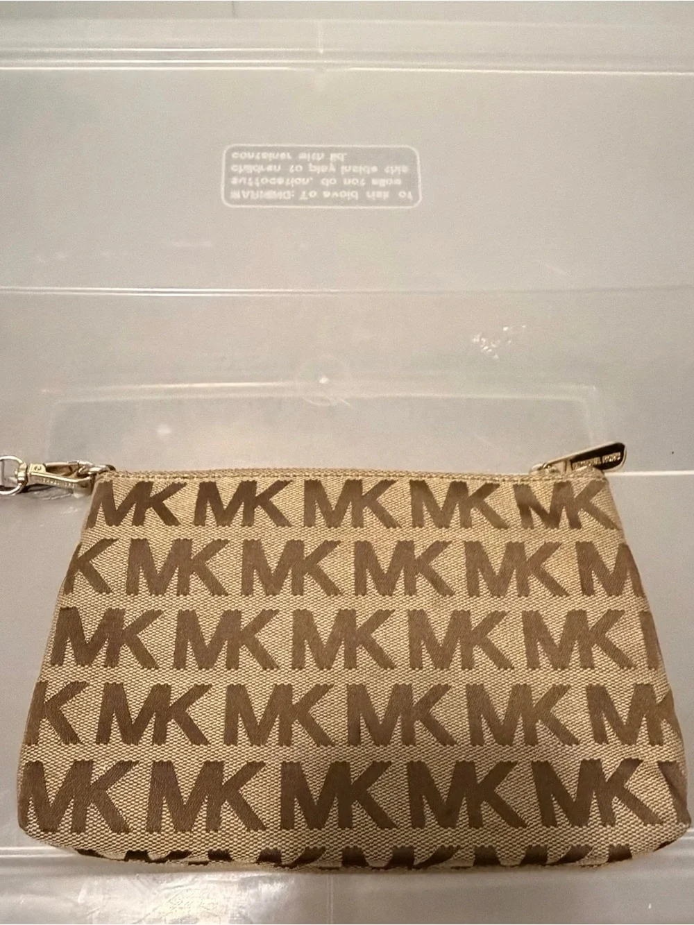 Michael Kors Tan/Brown Monogram Wristlet Pouch